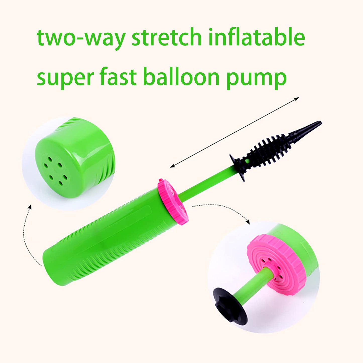Balloon Pump Handheld Two-Way Dual Action - Hand Blower Air Pumper for Balloons - Ballon Inflator Pumping - Manual Baloon Inflators Machine (Green 1 Piece)