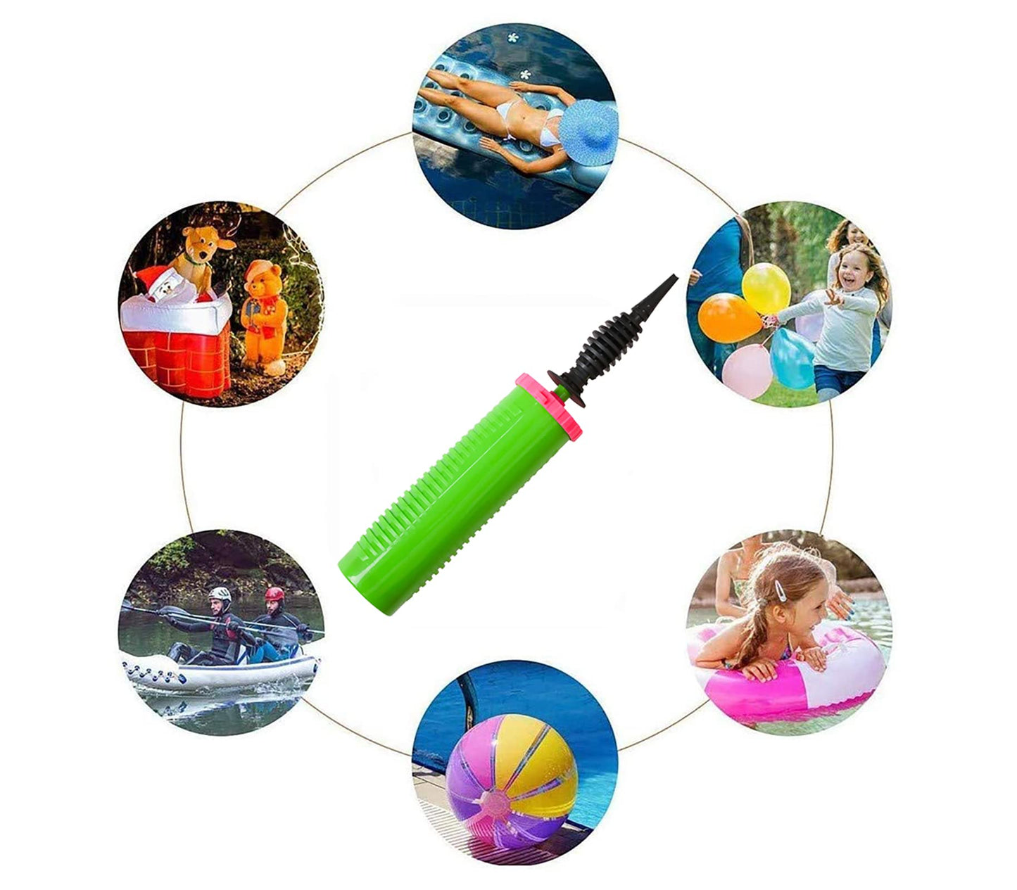 Balloon Pump Handheld Two-Way Dual Action - Hand Blower Air Pumper for Balloons - Ballon Inflator Pumping - Manual Baloon Inflators Machine (Green 1 Piece)