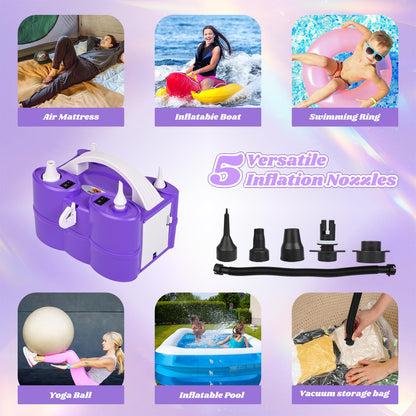 Nulink Electric Balloon Pump, Portable Electric Balloon Blower Machine Balloon Air Pump Dual Nozzle 110V 600W Balloon Inflator for Party Decorations