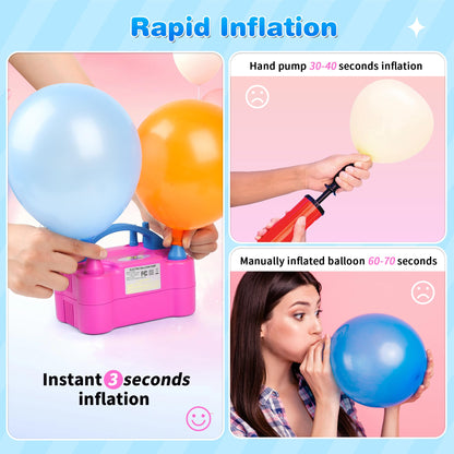 Nulink Electric Balloon Pump, Portable Electric Balloon Blower Machine Balloon Air Pump Dual Nozzle 110V 600W Balloon Inflator for Party Decorations