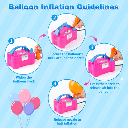 Nulink Electric Balloon Pump, Portable Electric Balloon Blower Machine Balloon Air Pump Dual Nozzle 110V 600W Balloon Inflator for Party Decorations