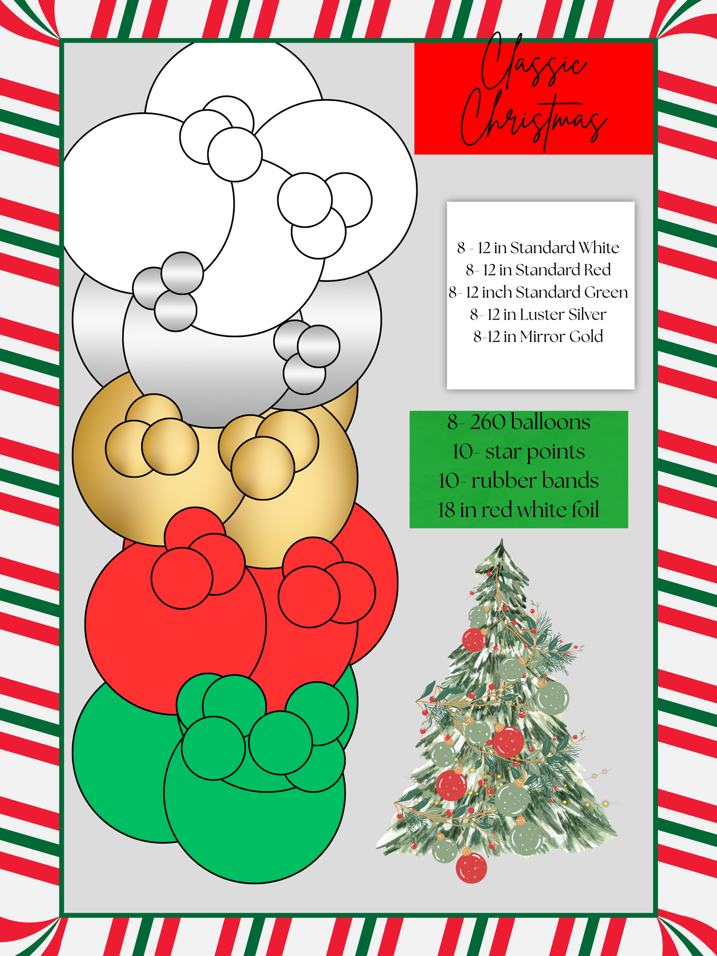 Classic Christmas DIY Balloon Garland Kit | Festive Holiday Party Decor